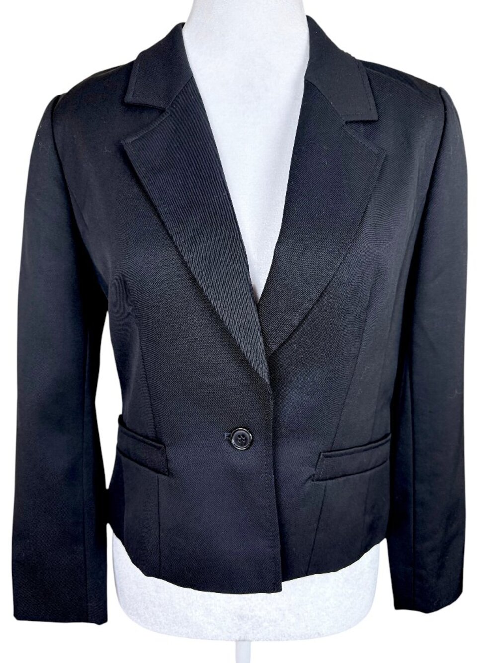 Pendleton Virgin Wool Cropped Blazer Black Single Button Black Petite (8P)